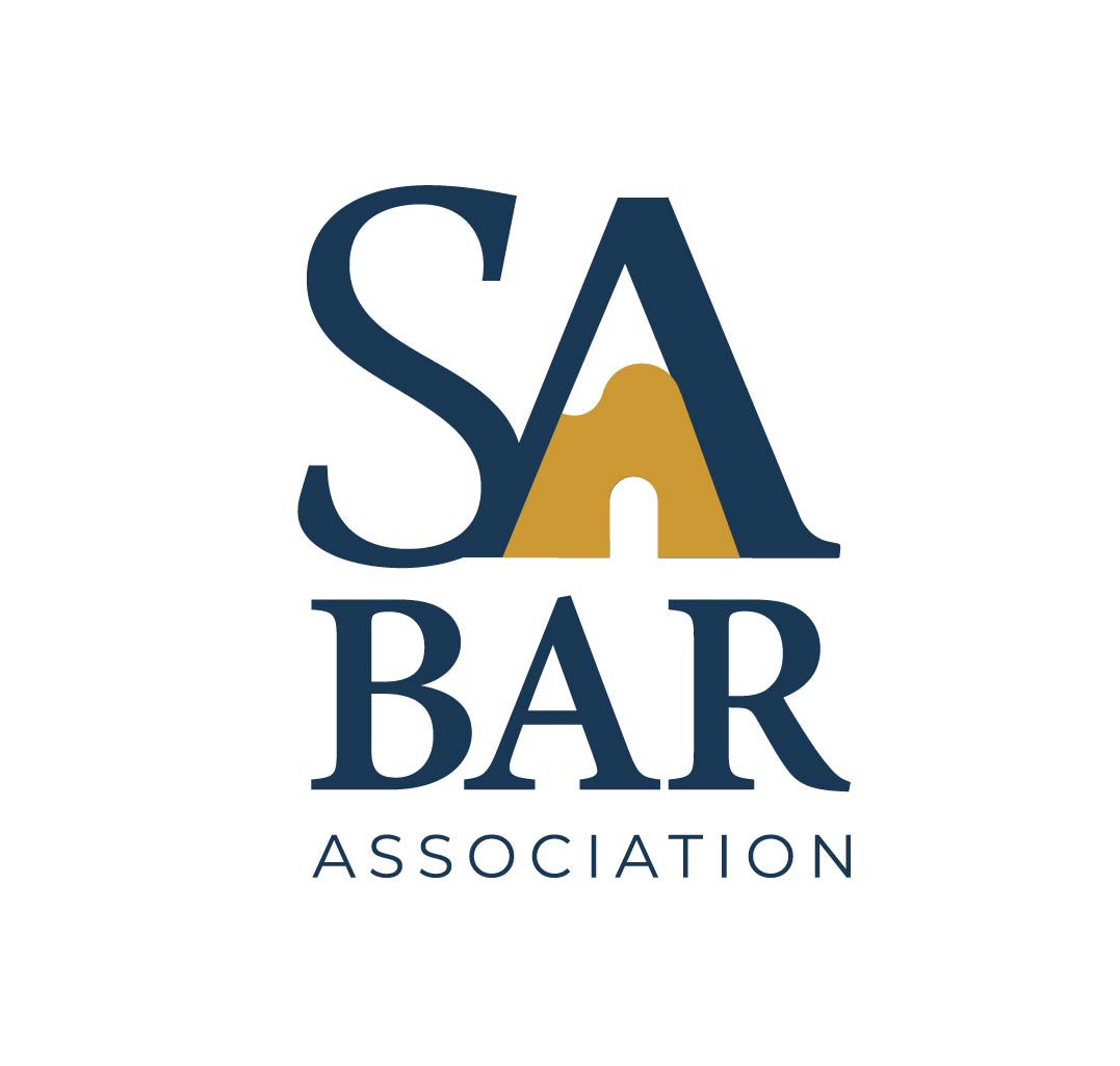 San Antonio Bar Association logo featuring the Alamo arch integrated into the letter A